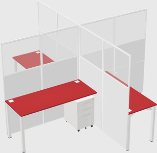 Bureaux à quatre cabines