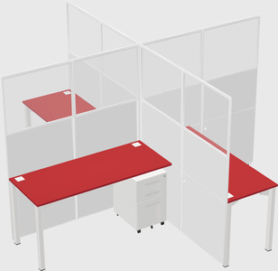 Bureaux à quatre cabines