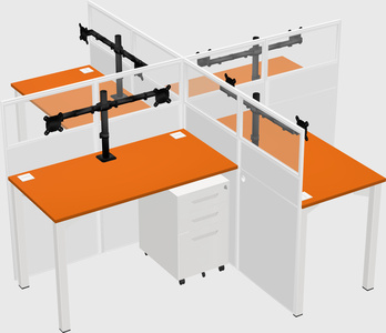 Bureaux à quatre cabines