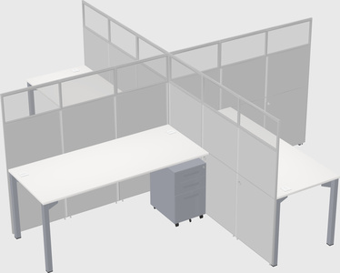 Bureaux à quatre cabines