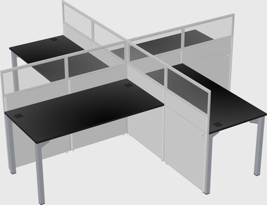 Bureaux à quatre cabines
