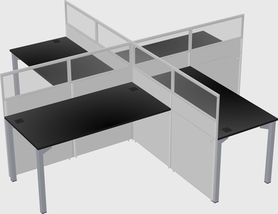 Bureaux à quatre cabines