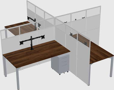 Bureaux à quatre cabines