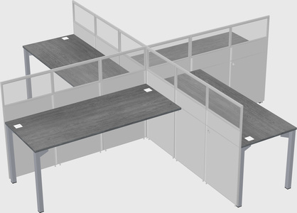 Bureaux à quatre cabines