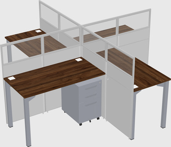 Bureaux à quatre cabines