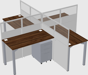 Bureaux à quatre cabines