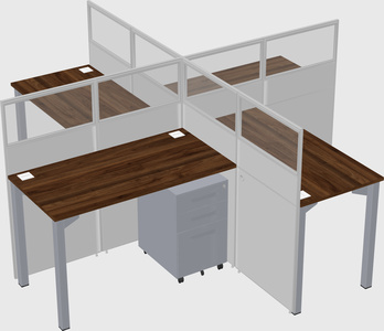 Bureaux à quatre cabines