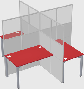 Bureaux à quatre cabines
