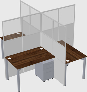 Bureaux à quatre cabines
