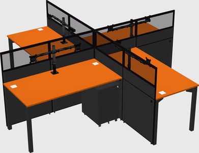 Bureaux à quatre cabines