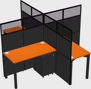 Bureaux à quatre cabines