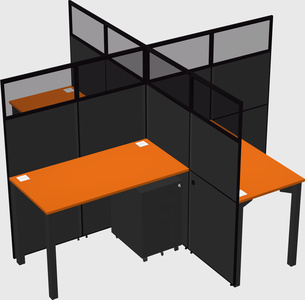 Bureaux à quatre cabines
