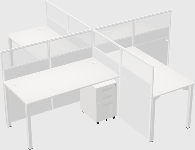 Bureaux à quatre cabines