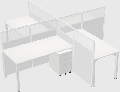 Bureaux à quatre cabines