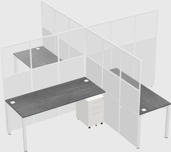 Bureaux à quatre cabines