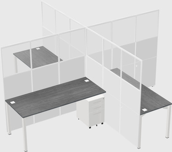 Bureaux à quatre cabines
