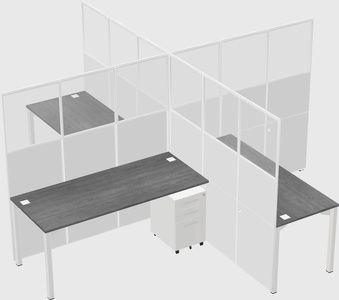 Bureaux à quatre cabines