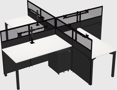 Bureaux à quatre cabines