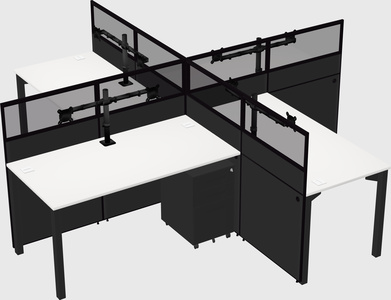 Bureaux à quatre cabines
