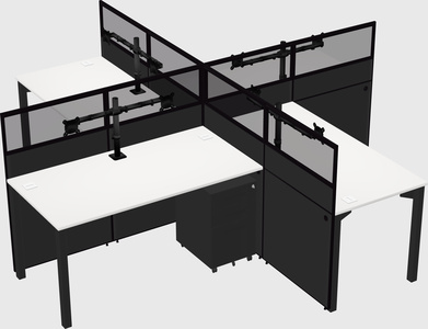 Bureaux à quatre cabines