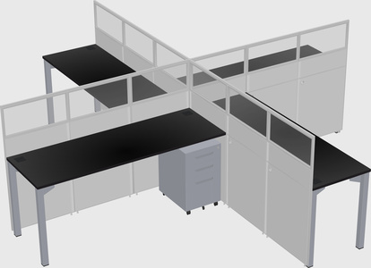 Bureaux à quatre cabines