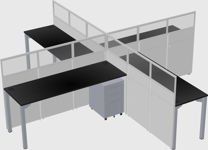 Bureaux à quatre cabines