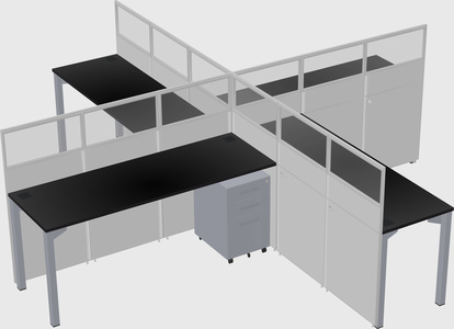 Bureaux à quatre cabines