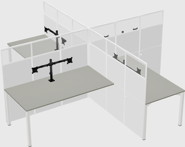 Bureaux à quatre cabines