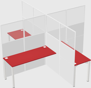 Bureaux à quatre cabines