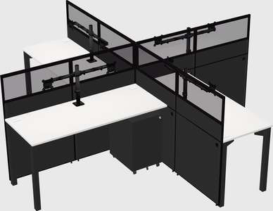 Bureaux à quatre cabines