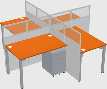 Bureaux à quatre cabines