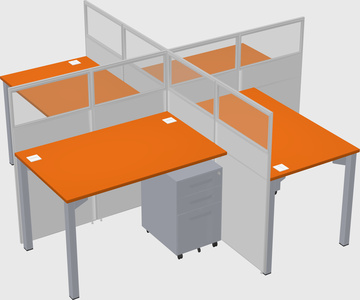 Bureaux à quatre cabines