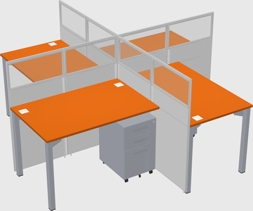 Bureaux à quatre cabines