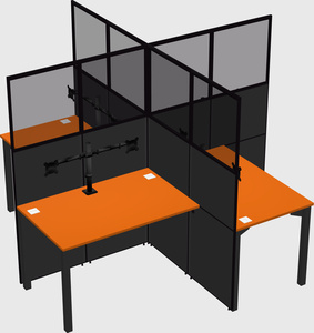 Bureaux à quatre cabines