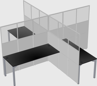 Bureaux à quatre cabines
