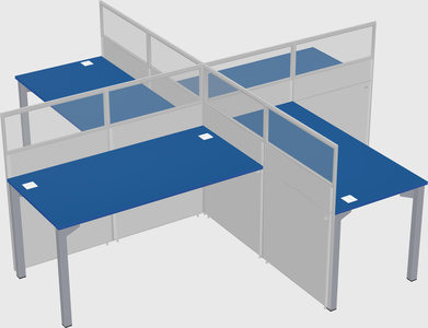 Bureaux à quatre cabines