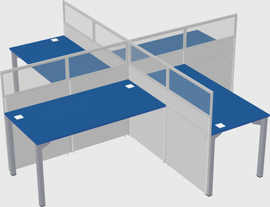 Bureaux à quatre cabines