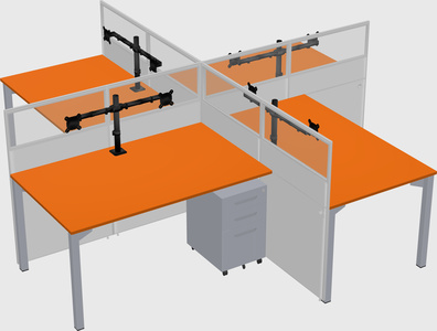 Quad office cubicles
