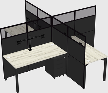Bureaux à quatre cabines