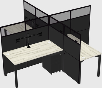 Bureaux à quatre cabines