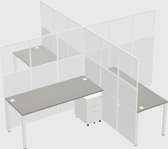 Bureaux à quatre cabines