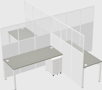 Bureaux à quatre cabines