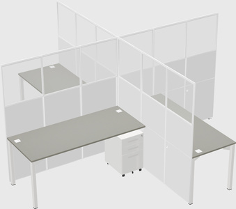 Bureaux à quatre cabines