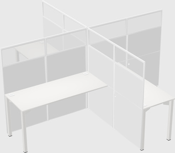 Bureaux à quatre cabines