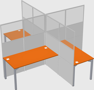 Bureaux à quatre cabines