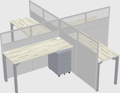 Bureaux à quatre cabines
