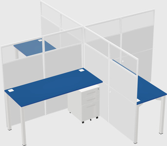 Bureaux à quatre cabines