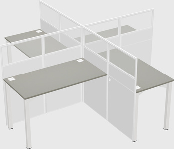 Bureaux à quatre cabines
