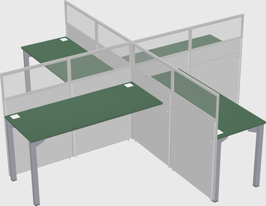 Bureaux à quatre cabines