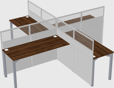Bureaux à quatre cabines